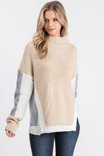 Load image into Gallery viewer, KNIT COLOR BLOCK SWEATER WITH SIDE PANELS
