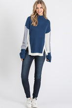 Load image into Gallery viewer, KNIT COLOR BLOCK SWEATER WITH SIDE PANELS
