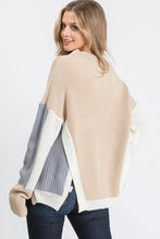 Load image into Gallery viewer, KNIT COLOR BLOCK SWEATER WITH SIDE PANELS
