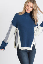 Load image into Gallery viewer, KNIT COLOR BLOCK SWEATER WITH SIDE PANELS
