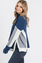 Load image into Gallery viewer, KNIT COLOR BLOCK SWEATER WITH SIDE PANELS
