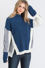 Load image into Gallery viewer, KNIT COLOR BLOCK SWEATER WITH SIDE PANELS
