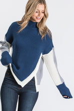 Load image into Gallery viewer, KNIT COLOR BLOCK SWEATER WITH SIDE PANELS
