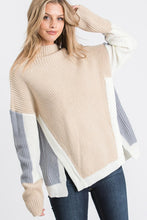 Load image into Gallery viewer, KNIT COLOR BLOCK SWEATER WITH SIDE PANELS
