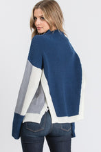 Load image into Gallery viewer, KNIT COLOR BLOCK SWEATER WITH SIDE PANELS
