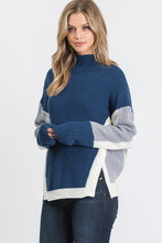 Load image into Gallery viewer, KNIT COLOR BLOCK SWEATER WITH SIDE PANELS
