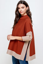 Load image into Gallery viewer, RIBBED STRIPED CAPE PONCHO SWEATER
