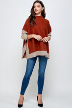 Load image into Gallery viewer, RIBBED STRIPED CAPE PONCHO SWEATER
