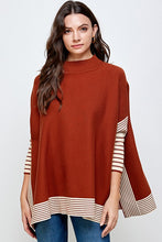 Load image into Gallery viewer, RIBBED STRIPED CAPE PONCHO SWEATER
