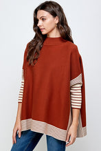 Load image into Gallery viewer, RIBBED STRIPED CAPE PONCHO SWEATER
