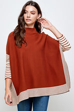 Load image into Gallery viewer, RIBBED STRIPED CAPE PONCHO SWEATER
