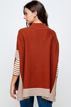 Load image into Gallery viewer, RIBBED STRIPED CAPE PONCHO SWEATER
