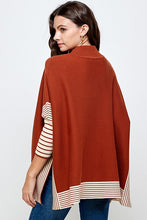 Load image into Gallery viewer, RIBBED STRIPED CAPE PONCHO SWEATER
