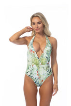 Load image into Gallery viewer, TROPICAL V NECKLINE ONE PIECE SWIMSUIT
