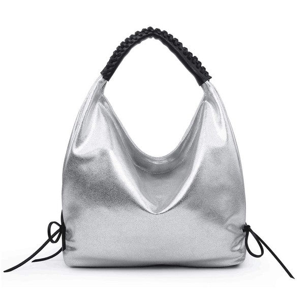 Women hobo bag metallic beige