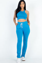 Load image into Gallery viewer, Crop Top &amp; Ruched Drawstring Pants Set
