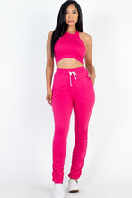 Load image into Gallery viewer, Crop Top &amp; Ruched Drawstring Pants Set
