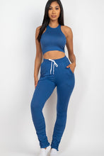 Load image into Gallery viewer, Crop Top &amp; Ruched Drawstring Pants Set
