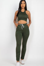 Load image into Gallery viewer, Crop Top &amp; Ruched Drawstring Pants Set
