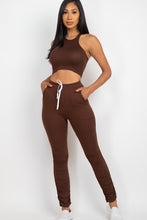 Load image into Gallery viewer, Crop Top &amp; Ruched Drawstring Pants Set
