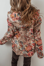 Load image into Gallery viewer, Beige Vintage Paisley Floral Printed Sherpa Lined Hooded Jacket
