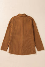 Load image into Gallery viewer, Brown Textured Flap Pocket Drop Shoulder Shacket
