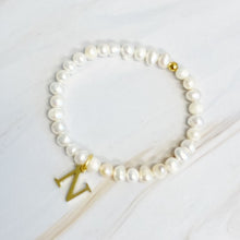 Load image into Gallery viewer, Freshwater Pearl Initial Charm Bracelet
