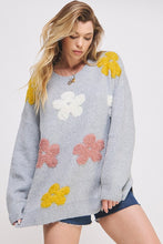 Load image into Gallery viewer, OVERSIZED LONG SLEEVE FLORAL GRAPHIC KNIT SWEATER
