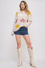 Load image into Gallery viewer, OVERSIZED LONG SLEEVE FLORAL GRAPHIC KNIT SWEATER
