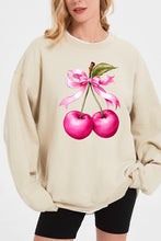 Load image into Gallery viewer, Cherry with Coquette Bow Graphic Fleece Sweatshirt
