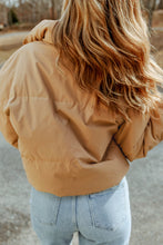 Load image into Gallery viewer, Brown Zip Up Pocketed Puffer Jacket
