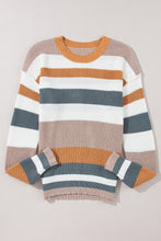 Load image into Gallery viewer, Camel Classic Round Neck Colorblock Knit Sweater
