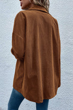 Load image into Gallery viewer, Brown Textured Flap Pocket Drop Shoulder Shacket
