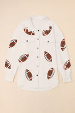 Load image into Gallery viewer, Beige Bubble Gum Texture Sequined Rugby Football Shacket
