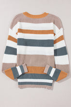 Load image into Gallery viewer, Camel Classic Round Neck Colorblock Knit Sweater
