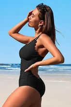 Load image into Gallery viewer, Scalloped V Neck Cut Out Monokini Swimwear
