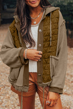 Load image into Gallery viewer, Jungle Green Quilted Textured Patchwork Loose Fit Hooded Jacket
