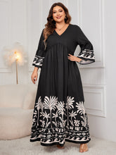 Load image into Gallery viewer, Honey Plus Size Printed V-Neck Long Sleeve Maxi Dress
