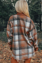 Load image into Gallery viewer, Cinnamon Plaid Corduroy Patchwork Chest Pocket Shacket
