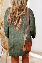 Load image into Gallery viewer, Mist Green Cable Knit Drop Shoulder Loose Fit Sweater Dress
