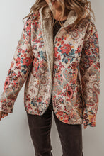 Load image into Gallery viewer, Beige Vintage Paisley Floral Printed Sherpa Lined Hooded Jacket
