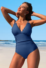 Load image into Gallery viewer, Scalloped V Neck Cut Out Monokini Swimwear
