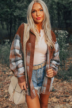 Load image into Gallery viewer, Cinnamon Plaid Corduroy Patchwork Chest Pocket Shacket
