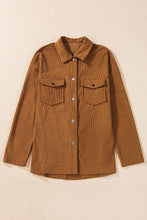 Load image into Gallery viewer, Brown Textured Flap Pocket Drop Shoulder Shacket
