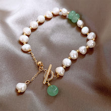 Load image into Gallery viewer, Pearl Green Stone Link Bracelet
