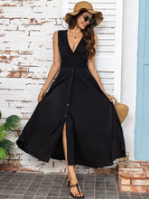 Load image into Gallery viewer, Full Size Slit V-Neck Sleeveless Midi Dress
