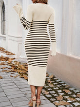 Load image into Gallery viewer, Devine Striped V-Neck Long Sleeve Sweater Dress
