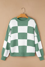 Load image into Gallery viewer, Green Checkered Bishop Sleeve Sweater
