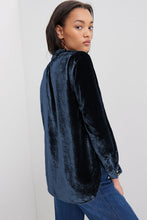 Load image into Gallery viewer, Frill Half Button Mock Neck Long Sleeve Blouse
