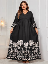 Load image into Gallery viewer, Honey Plus Size Printed V-Neck Long Sleeve Maxi Dress
